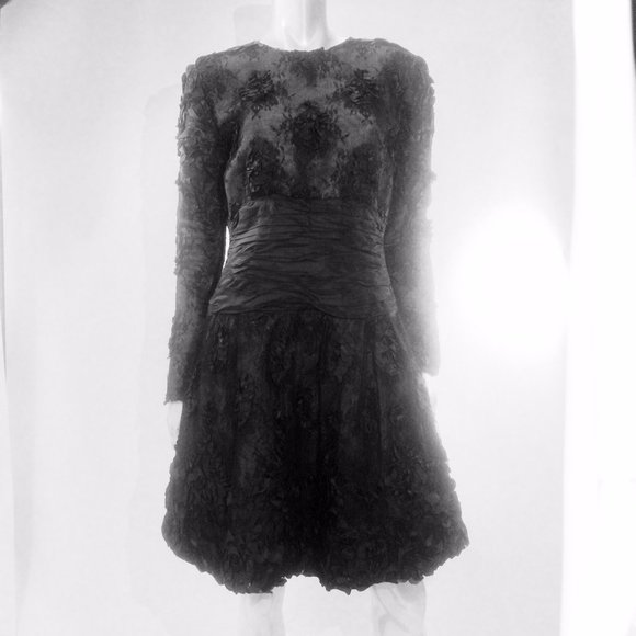 Ruben Panis Vtg Lace Evening Cocktail Midi Dress - Picture 15 of 16